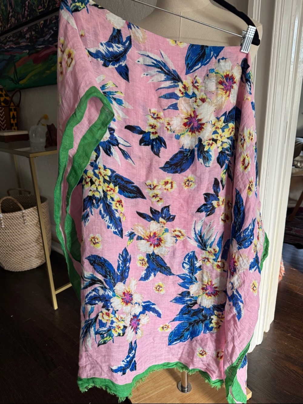 Diane von Furstenburg floral cotton blend scarf/ coverup